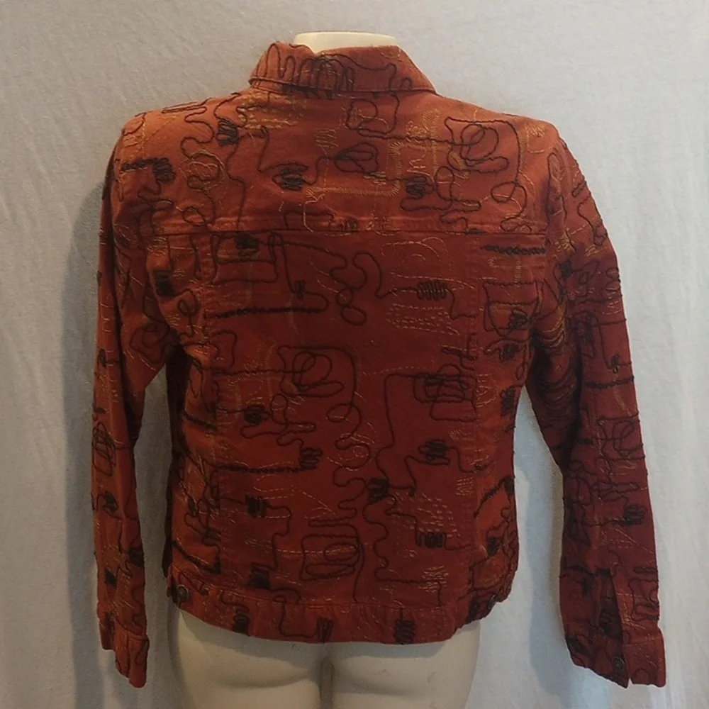 Ruby Rd. Rust Abstract Jean Jacket - Picture 3 of 5